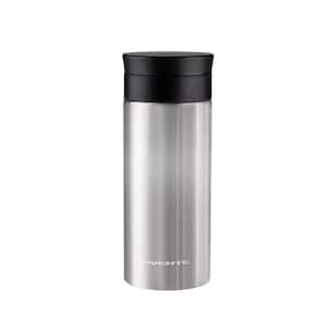 12 oz. Silver Stainless Steel Travel Tumbler with Tea Infuser, Vacuum Insulated and Double-Walled, Spill-Proof, BPA-Free