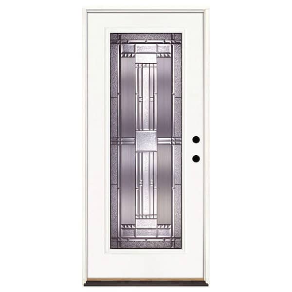 Feather River Doors 37.5 in. x 81.625 in. Preston Patina Full Lite Unfinished Smooth Left-Hand Inswing Fiberglass Prehung Front Door