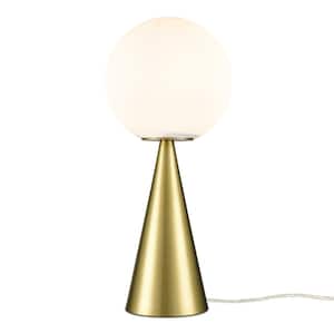 Hugo 17.85 in. Brushed Brass/Opal Table Lamp with Glass Shade