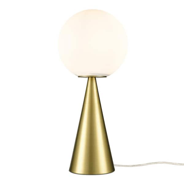 Light Society Hugo 17.85 in. Brushed Brass/Opal Table Lamp with Glass Shade