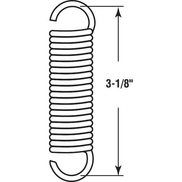 Extension Spring, Spring Steel Const, Nickel-Plated Finish, .105 GA x 3/4 in. x 3-1/8 in., Single Loop Open, (2-Pack)