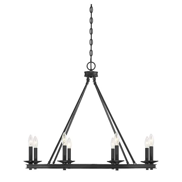 Savoy House 33 in. W x 25 in. H 8-Light Classic Bronze Open Ring Metal Chandelier with No Bulbs Included