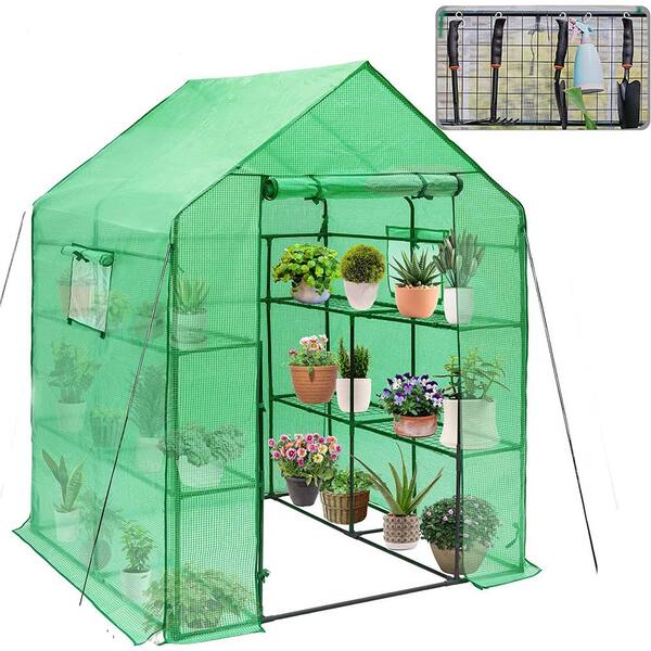 57 In. W X 57 In. D X 76 In. H 2 Walk-in Green Greenhouse St721b-218 