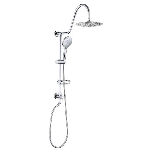 GIVING TREE Volcano 3-Spray Wall Mount Round Rain Wall Bar Shower Kit with Hand Shower in Chrome