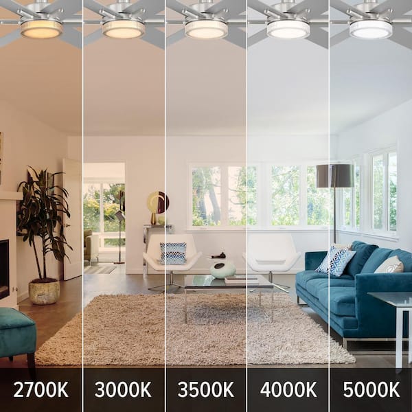 Chillion 60 in. Indoor/Covered Outdoor Brushed Nickel LED Ceiling Fan with 5-CCT and 7-RGB Selections, Remote Included