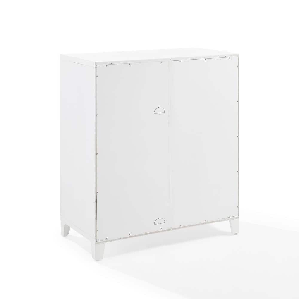 White Glass Door Kitchen Pantry Storage Cabinet with Gold Hardware