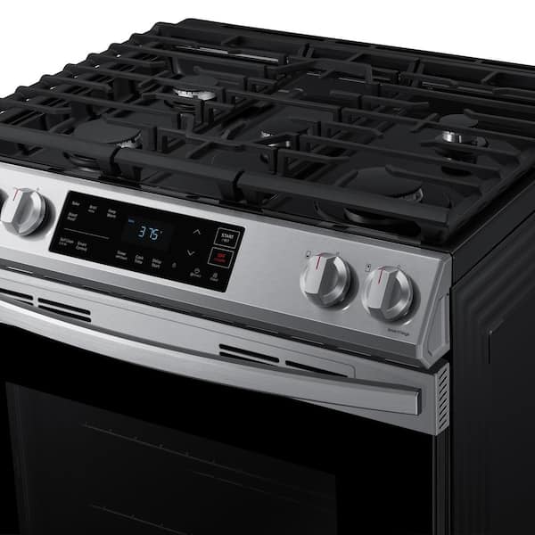 Samsung 30 In 6 0 Cu Ft Slide In Gas Range With Self Cleaning Oven In Stainless Steel Nx60t8111ss The Home Depot