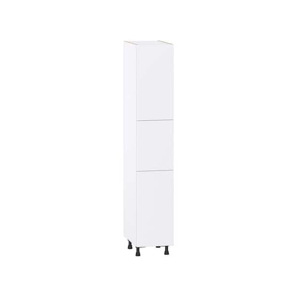 J COLLECTION Timberline 15 in. W x 24 in. D x 84.5 in. H Assembled Slab Pantry Kitchen Cabinet in Bright White with 4-Shelves