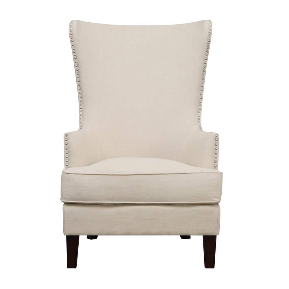 Heirloom Natural Beige Wood Wingback Accent Chair