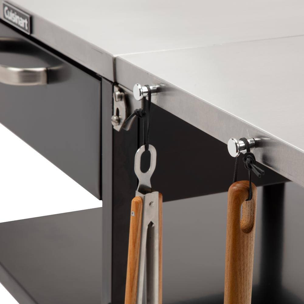 Cuisinart Black and Stainless Steel Outdoor Prep Table with Wheels