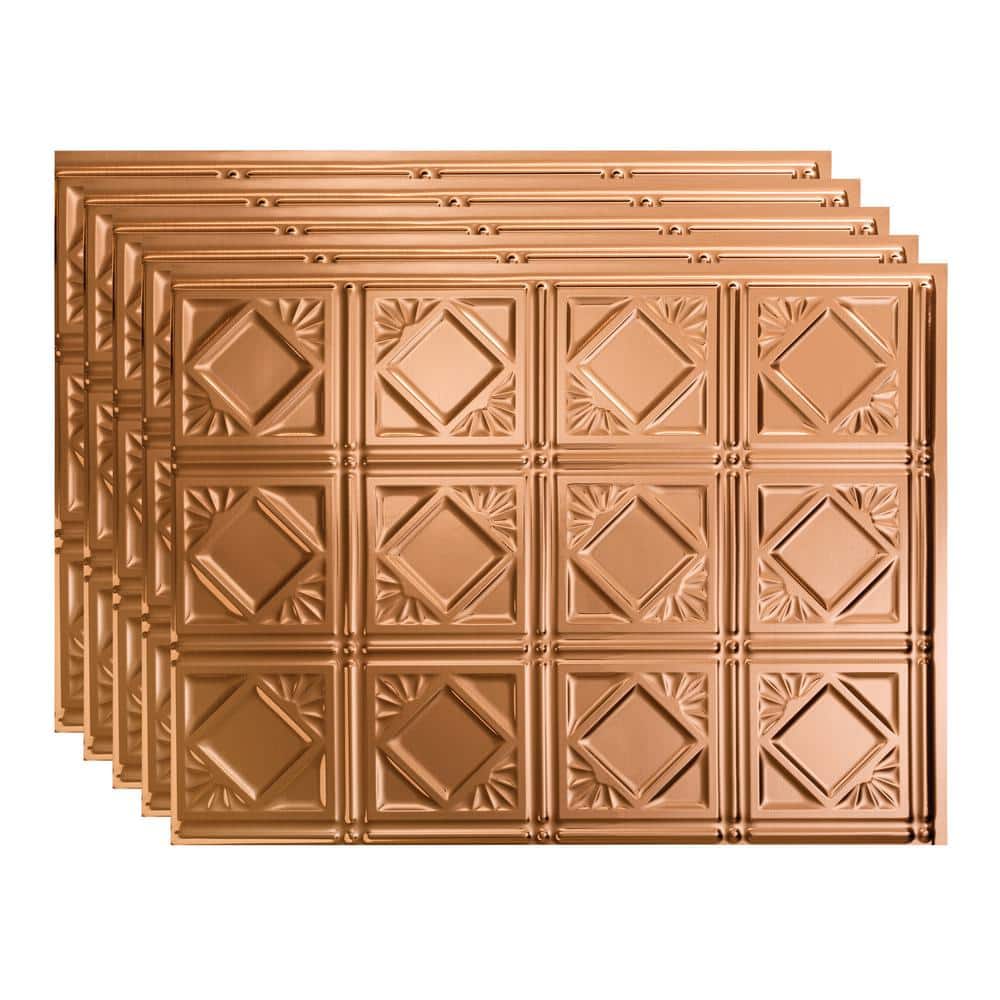 18 in. x 24 in. Traditional # 4 Vinyl Backsplash Panel in Polished Copper (Pack of 5) price history on PriceWatchPro
