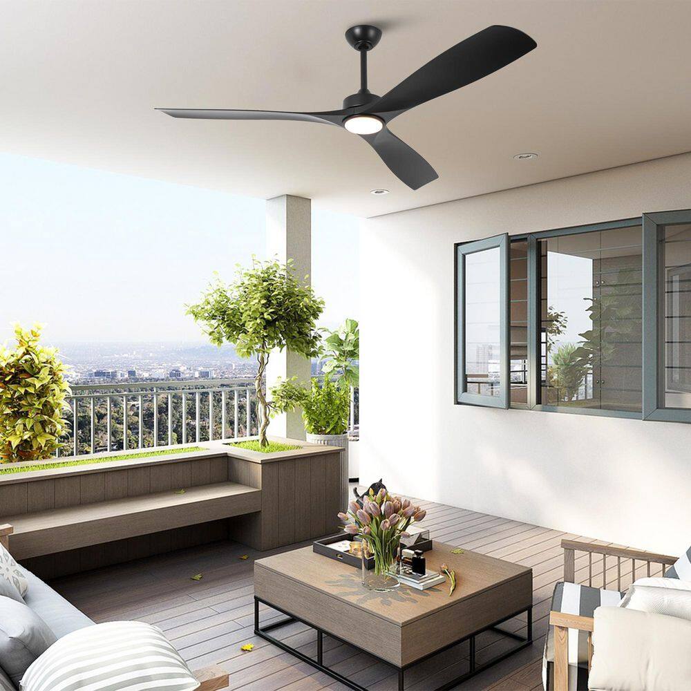 60" Black Industrial Ceiling Fan with LED Light and Remote