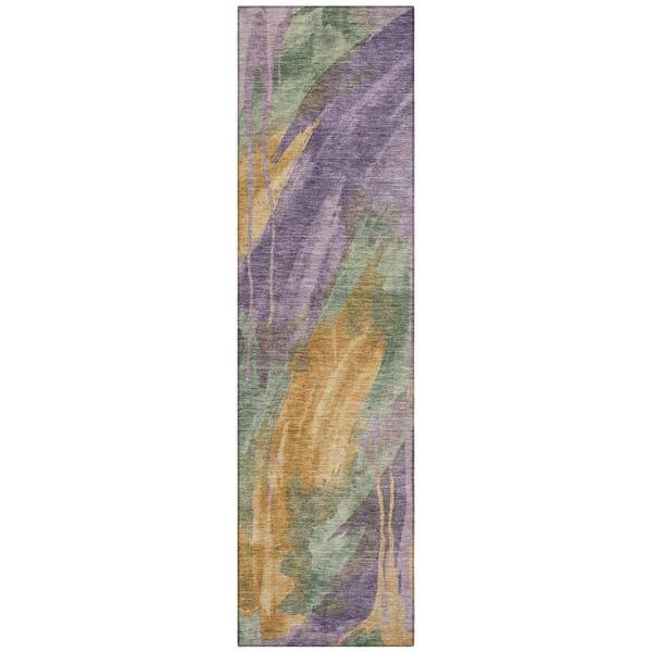 Chantille Machine Washable Indoor/Outdoor Abstract ACN3036 Purple 2 ft. x 7 ft. Runner Rug