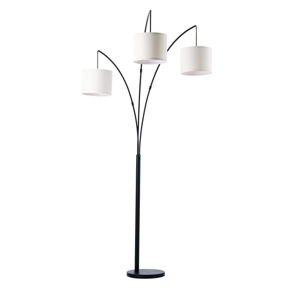 83 in. Black Arched Tree Floor Lamp with Adjustable Hanging Linen Drum Shades price history on PriceWatchPro