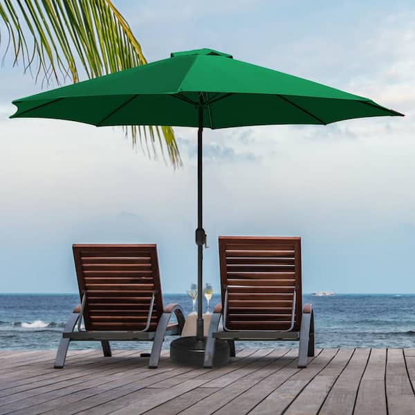 GARSING 11 ft. x 11 ft. Steel Patio Market Umbrella with Crank in Green