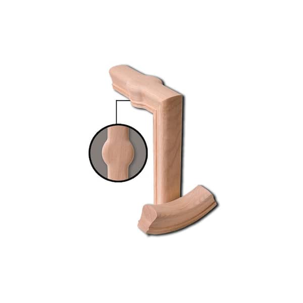 HOUSE OF FORGINGS 7088-2 Red Oak 2 Rise Straight Gooseneck with Cap - 6010 Wood Staircase Handrail Fitting for Stair Remodel