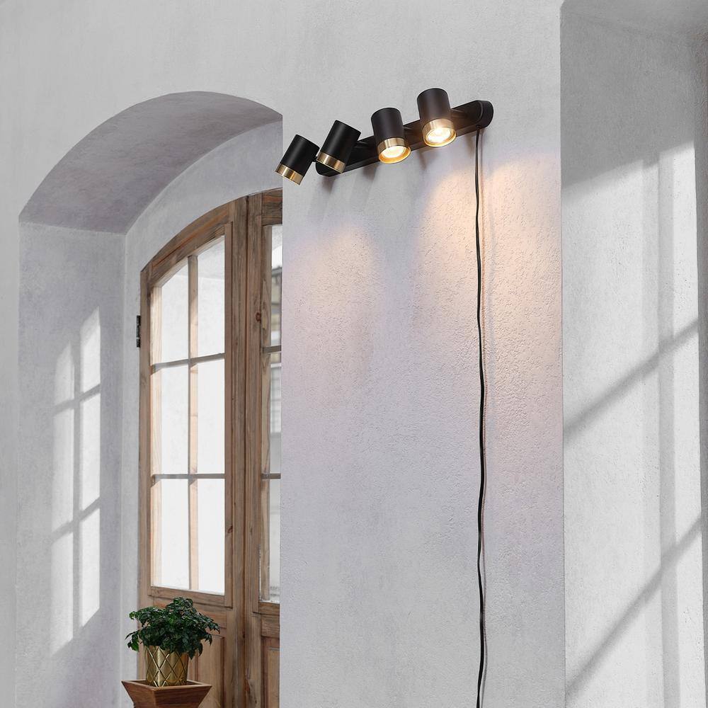 Matte Black 22'' 4-Light Plug-In Track Lighting Kit