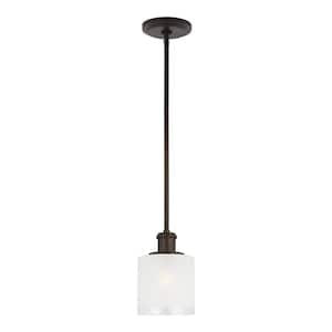 Norwood 1-Light Burnt Sienna Transitional Mini Pendant with Clear Highlighted Satin Etched Glass Shade