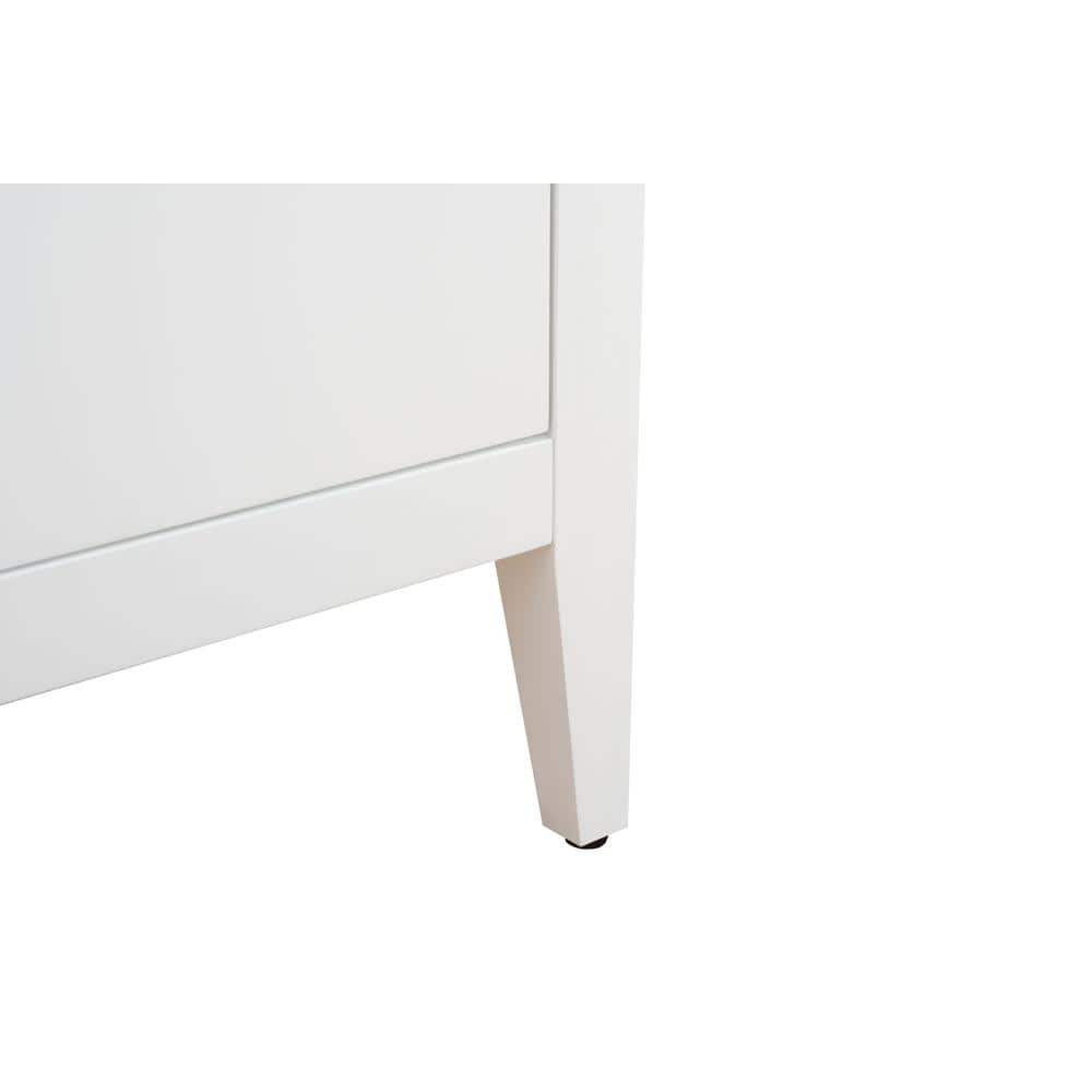 White and Matte Black Single Bathroom Vanity with Ceramic Top