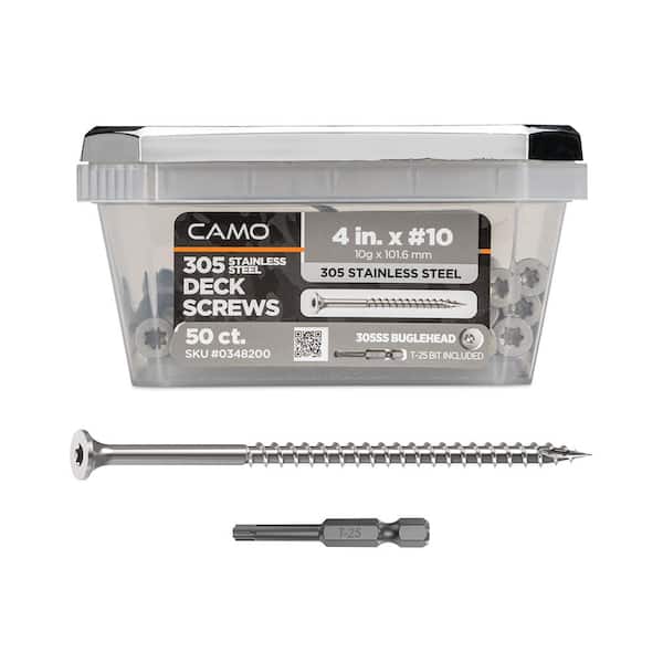 CAMO #10 x 4 in. 305 Stainless Steel Premium Torx Drive Bugle-Head Wood Deck Screws (50-Count)