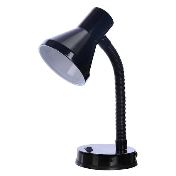 Cresswell 14 in. Black Gooseneck Desk Lamp with Metal Shade