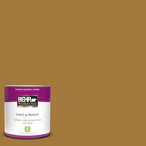 BEHR PREMIUM PLUS 1 qt. #320D-7 Victorian Gold Eggshell Enamel Low Odor Interior Paint & Primer