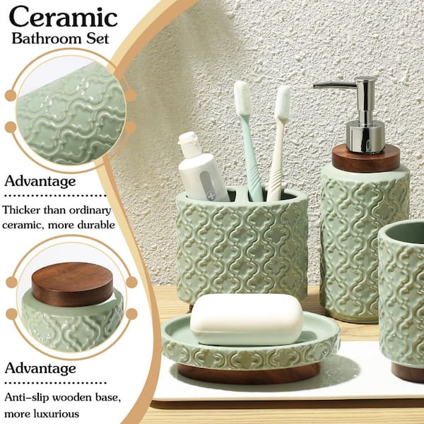 Numhew 4-Piece Bathroom Countertop Accessory Set with Toothbrush