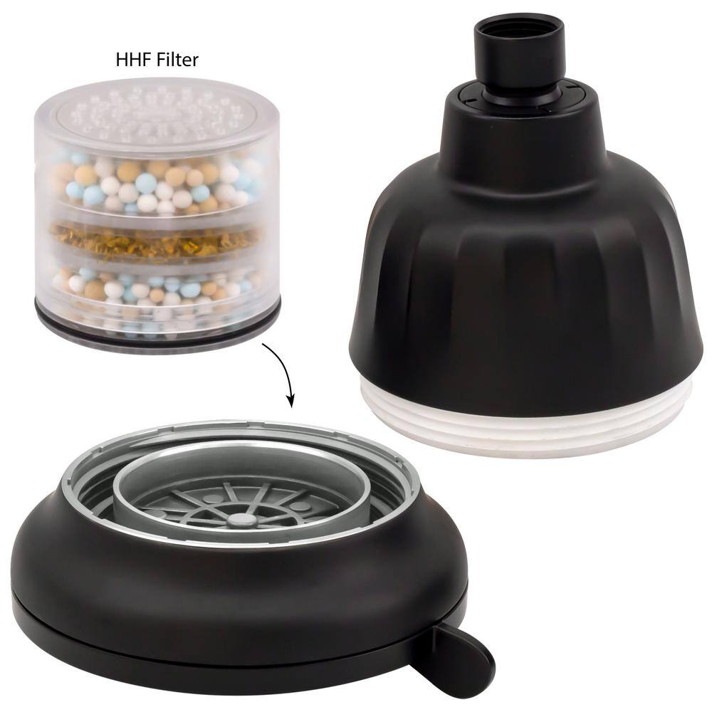 Matte Black Dual Shower Head with Adjustable Slide Bar and Filter