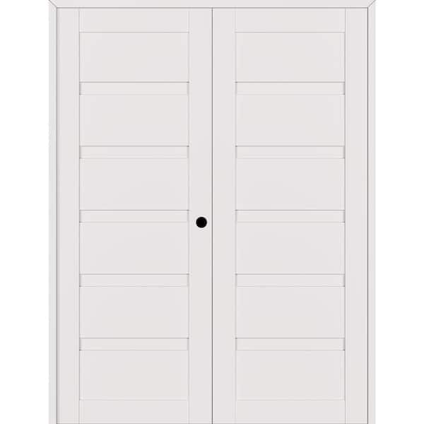 Belldinni Louver 72 in. x 83.25 in. Left-Hand Active Snow White Wood Composite Double Prehung Interior Door