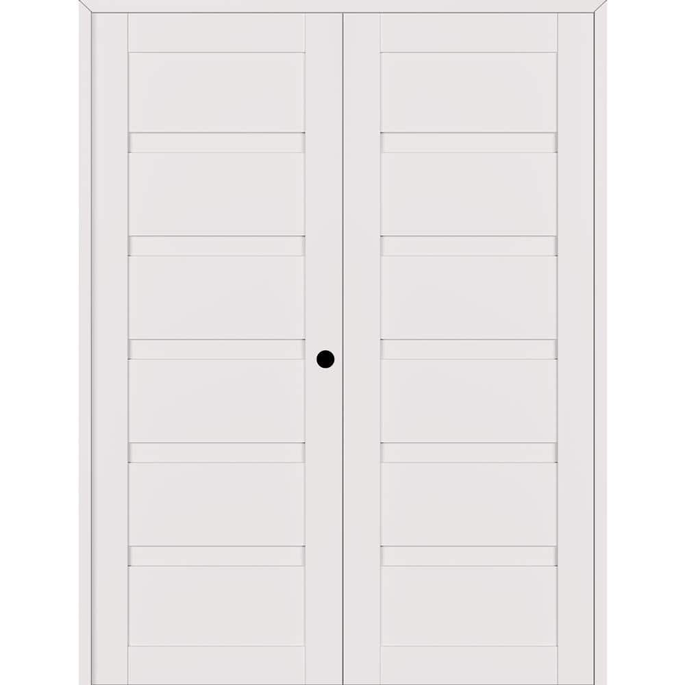 Louver 36 in. x 83.25 in. Left-Hand Active Snow White Wood Composite Double Prehung Interior Door price history on PriceWatchPro