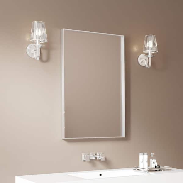 waterpar 24 in. W x 36 in. H Rectangular Aluminum Framed Wall Bathroom Vanity Mirror in Brushed Sliver