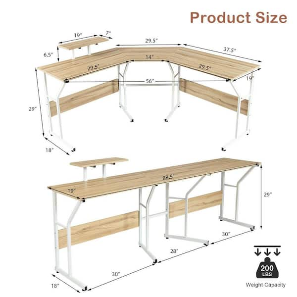 Gymax Dual-Motor 72 in. L Shaped White Standing Desk Ergonomic Sit Stand  Computer Workstation GYM10654 - The Home Depot