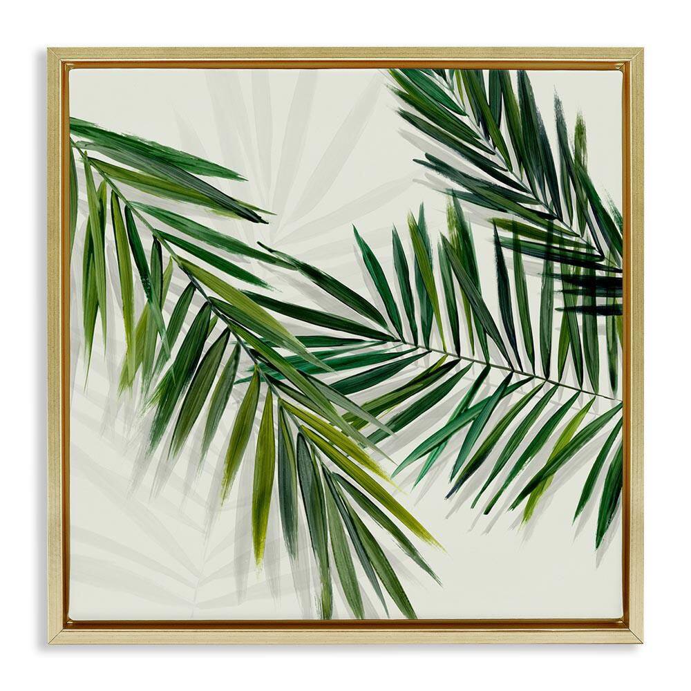 Tropical Palms with Shadows by Hannah Dawson Gold Floater Frame Nature Graphic Art Print 18 in. x 18 in. price history on PriceWatchPro