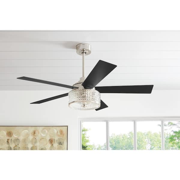 Home Decorators Collection Graymont 52 in Polished Nickel Ceiling Fan w/Light 