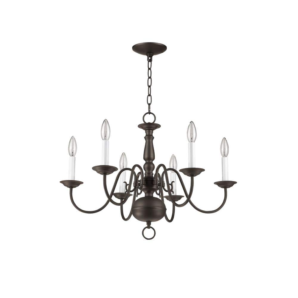 Colonial Elegance 6-Light Bronze Candelabra Chandelier