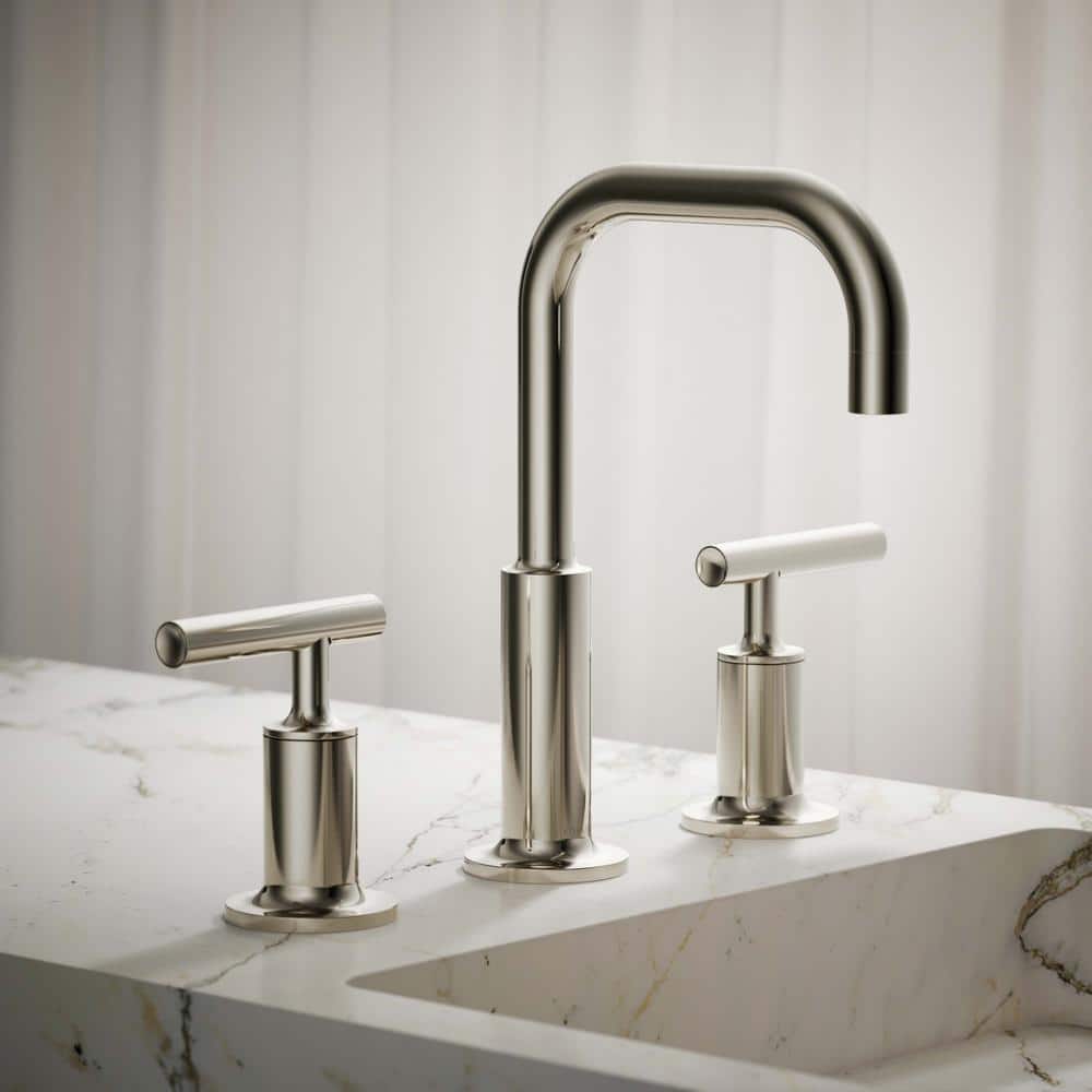 Purist Polished Nickel 8" Widespread Lavatory Faucet with Low Lever Handles