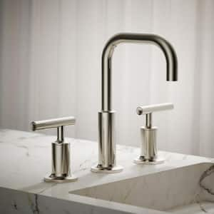 Purist 8 in. Widespread 2-Handle Low-Arc Water-Saving Bathroom Faucet in Vibrant Polished Nickel with Low Spout