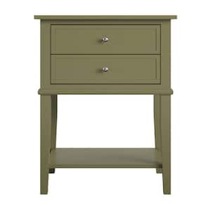 Queensbury 22 in. Olive Accent Table with 2 Drawers
