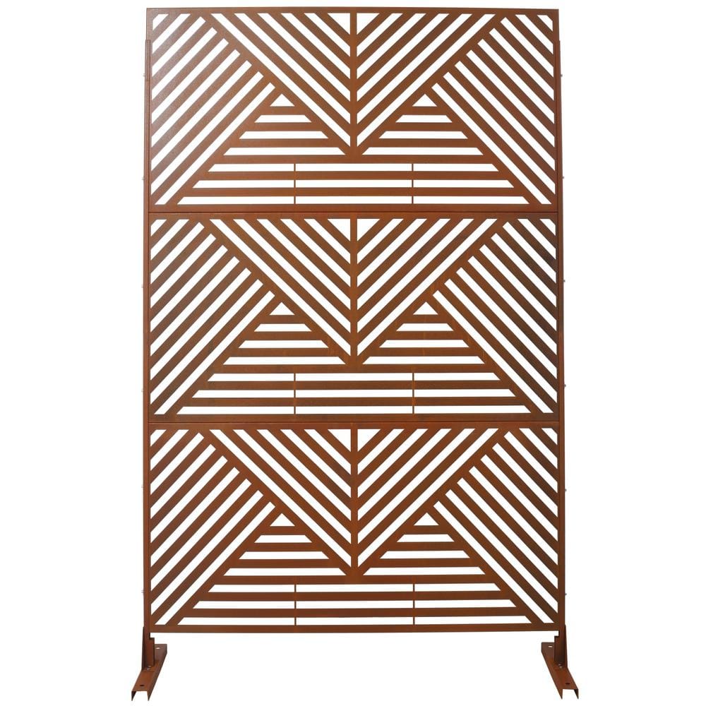 6.3 ft. x 4 ft. Rust Red Steel Freestanding Flat Flat Top Decorative Privacy Screen Metal Fence Panel price history on PriceWatchPro