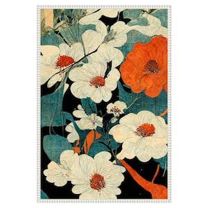 "Asian Flowers" by Treechild 1 Piece Floater Frame Giclee Abstract Canvas Art Print 33 in. x 23 in .