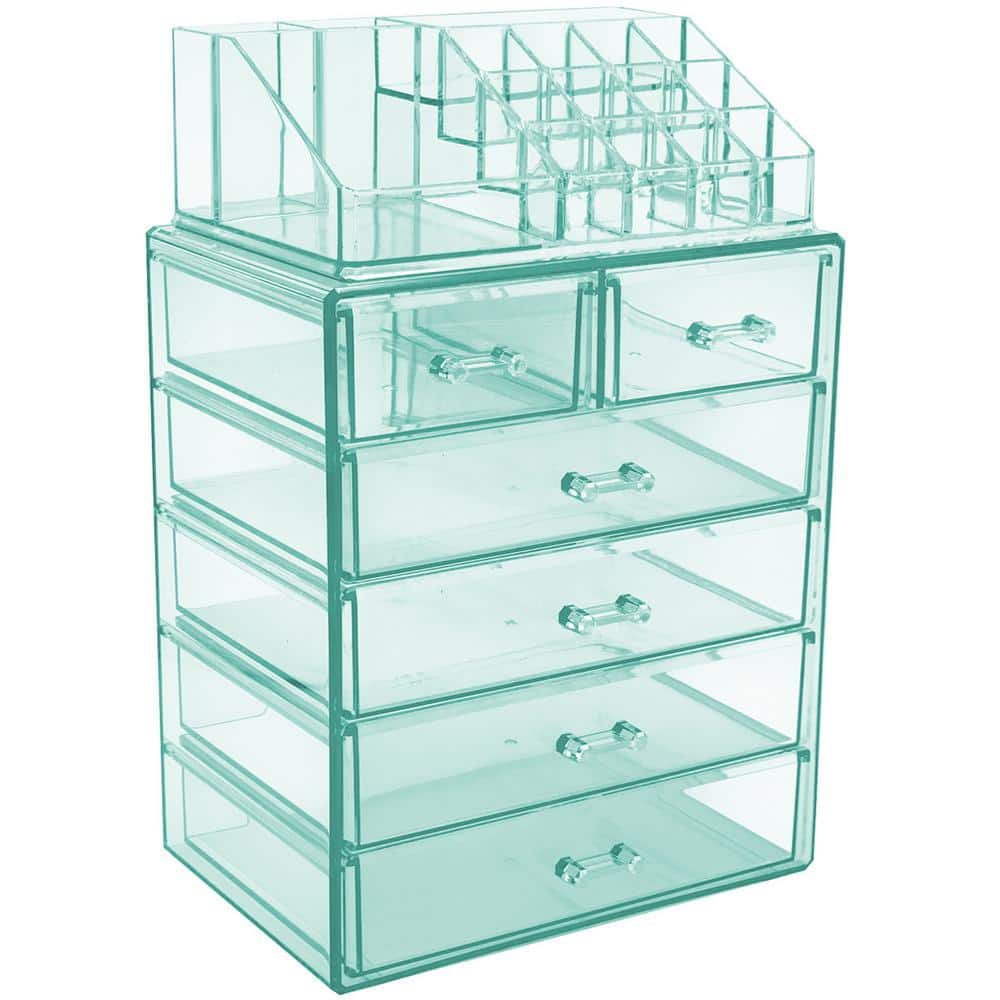 Set of 1 Relaxdays Organiser with 6 Drawers, 22 Compartments for Makeup  Storage, Acrylic Cosmetic Tower