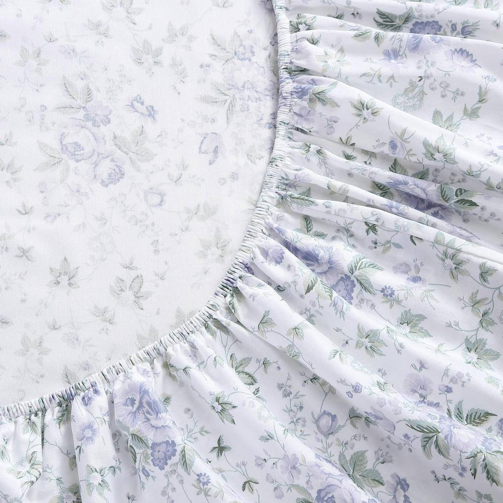 Lilian Lilac Floral Cotton King Sheet Set