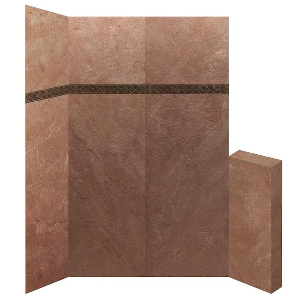 SURFACING PRODUCTS INTL 36 in. x 60 in. x 106 in. Five Piece Glue-Up Shower Surround Kit in Rustic