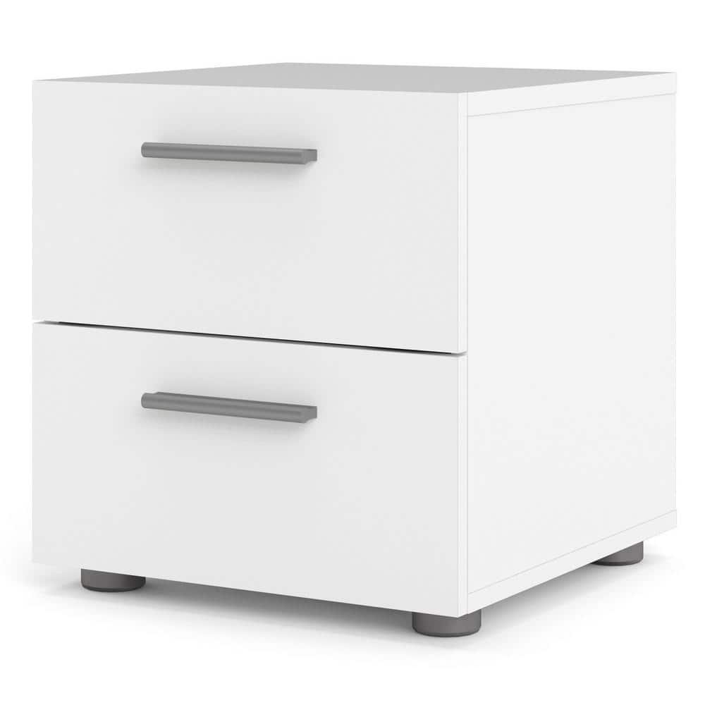 Loft Chic White 2-Drawer Contemporary Nightstand