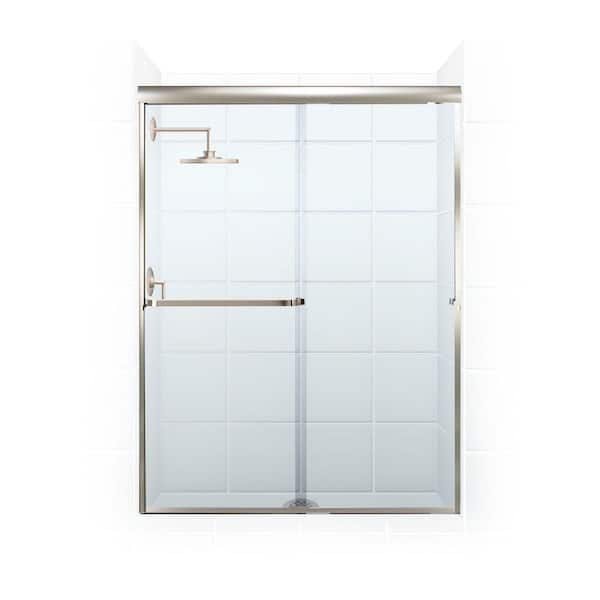 Paragon 3/16 B Series 46 in. x 69 in. Semi-Framed Sliding Shower Door with Towel Bar in Brushed Nickel and Clear Glass