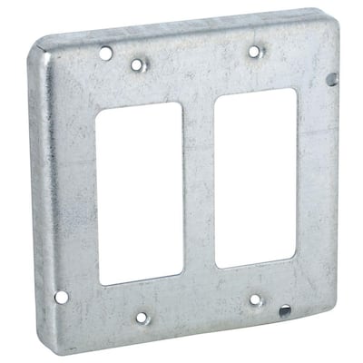 RACO 4-11/16 in. Square Exposed Work Cover for Two Duplex Receptacles ...