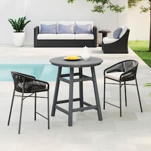 Laguna 35 in. Round HDPE Plastic All Weather Outdoor Patio Counter Height High Top Bistro Table in Gray