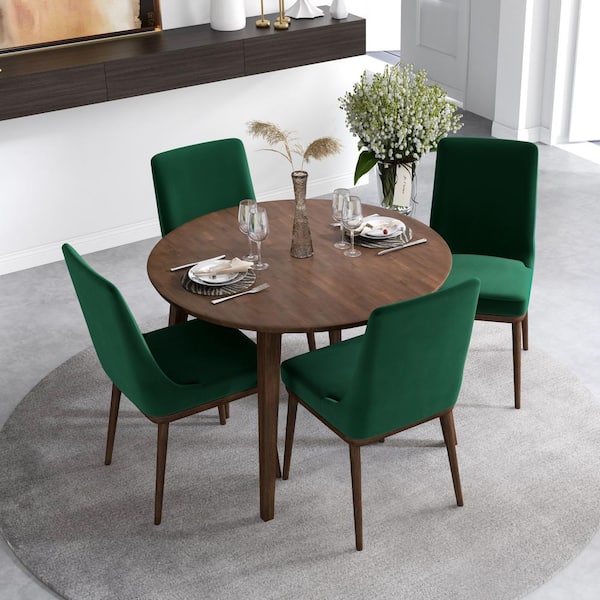 Round dining table with green 2024 chairs