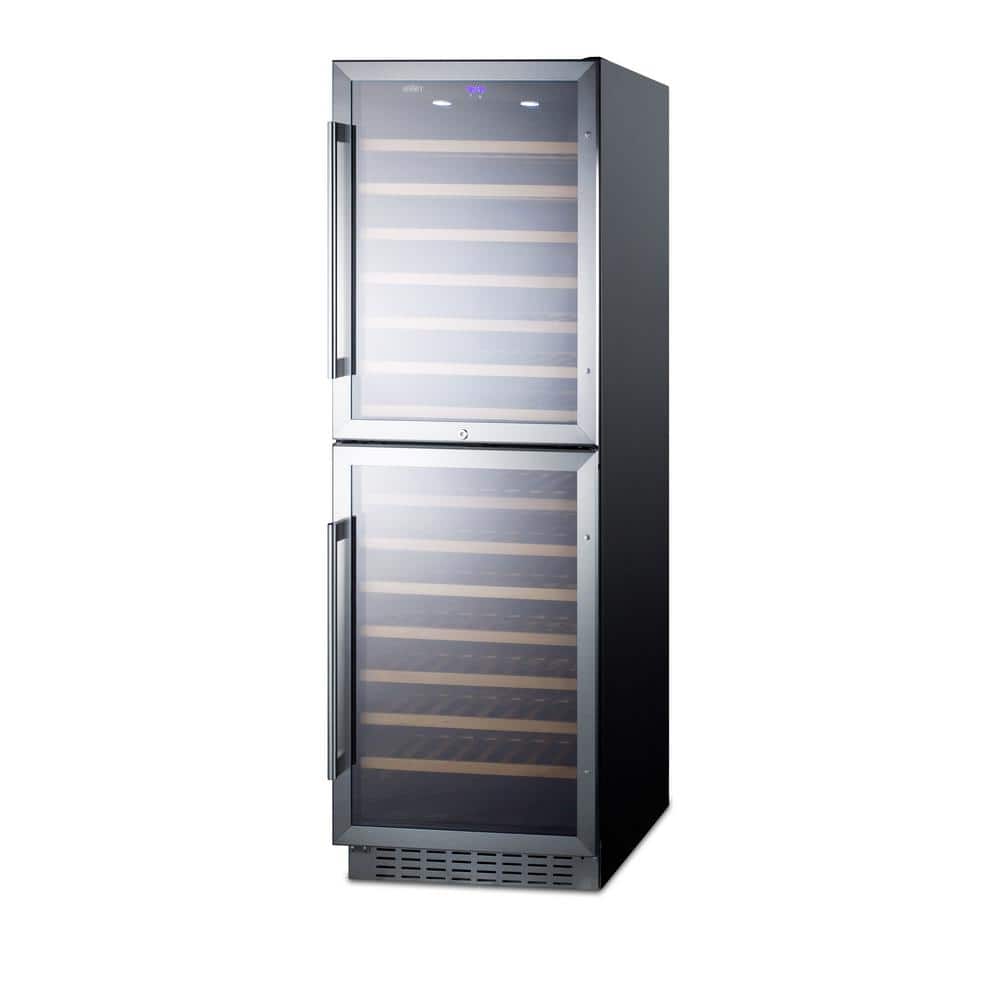 Summit Dual Zone 118 Bottle Black Stainless Steel Wine Refrigerator
