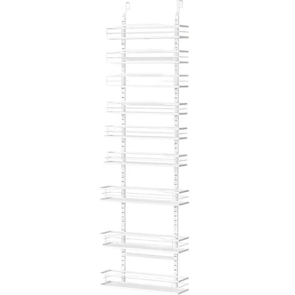 9-Tier Over The Door Pantry Organizer, Metal Hanging Spice Rack Shelves Door for Home & Kitchen Essentials, White